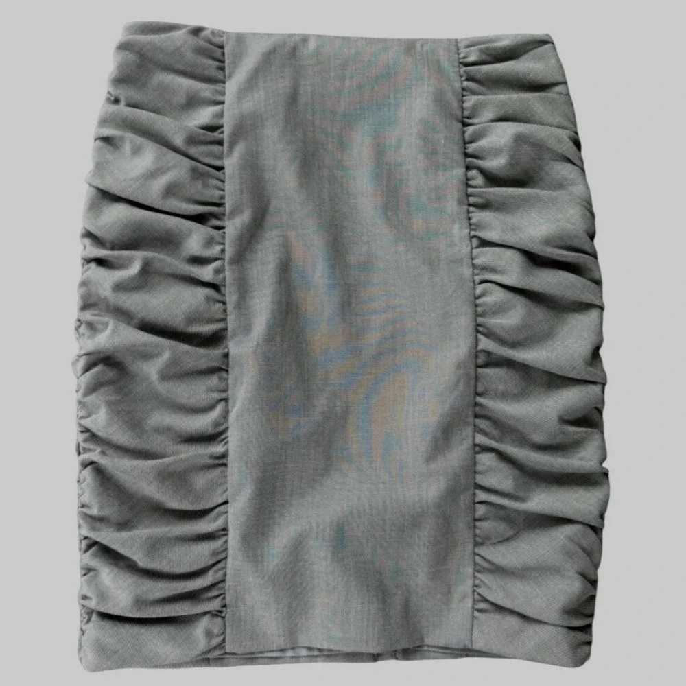 Cartonnier Anthropologie Pencil‎ Power Skirt Gray Ruched Tencel Blend Size 8